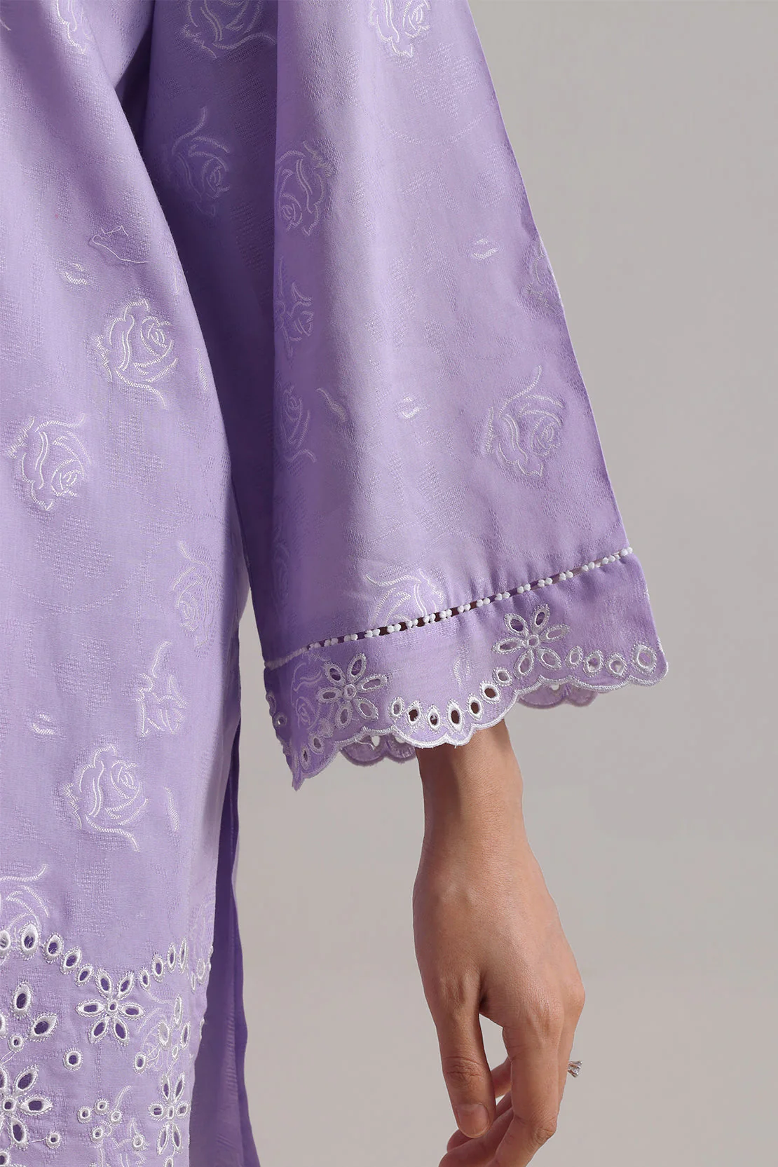 Embroidered Cotton Jacquard Stitched 2 Piece (Shirt/Trouser) - Image 5