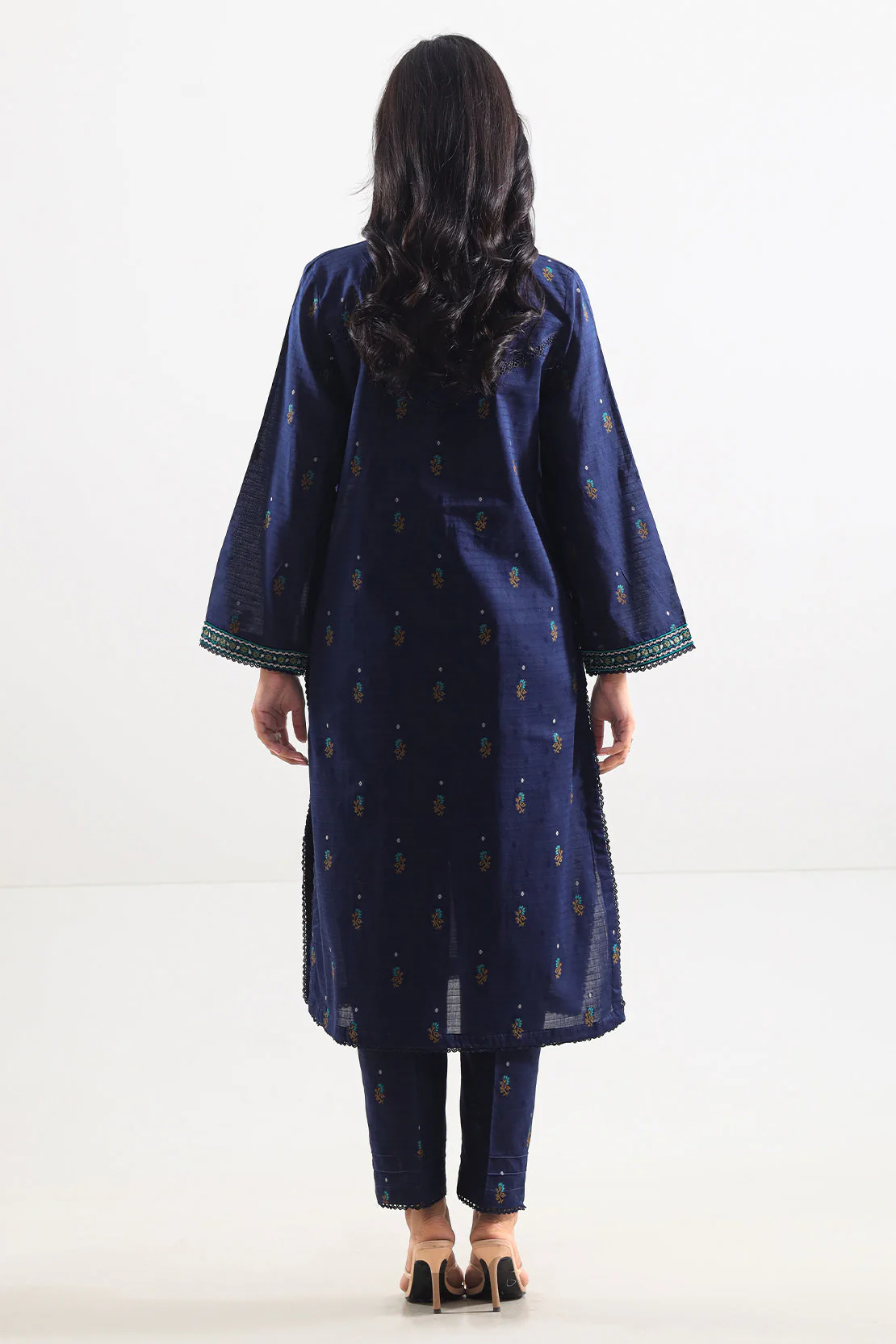 Embroidered Cotton Jacquard Stitched 2 Piece (Shirt/Trouser) - Image 4