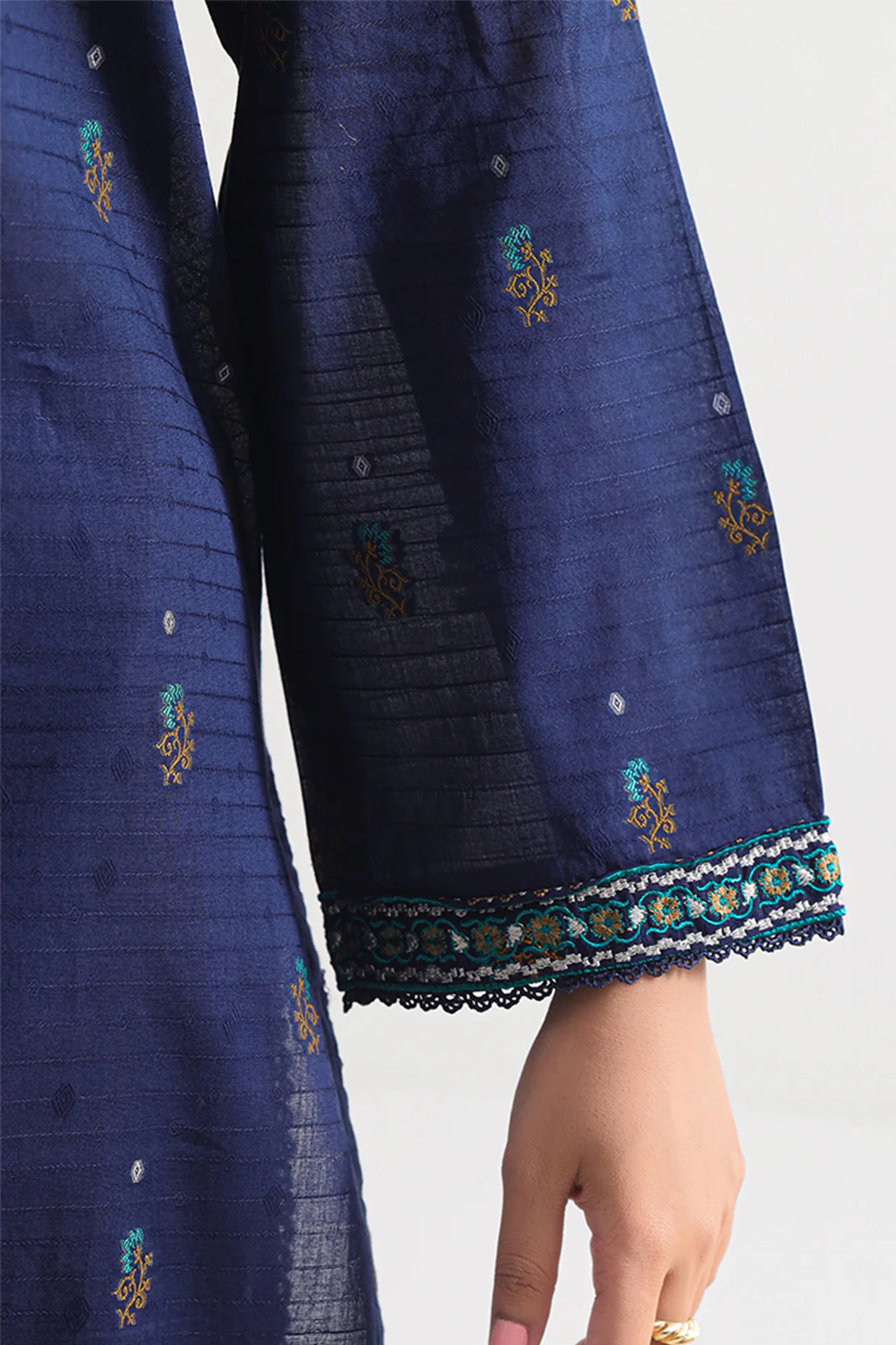 Embroidered Cotton Jacquard Stitched 2 Piece (Shirt/Trouser) - Image 6