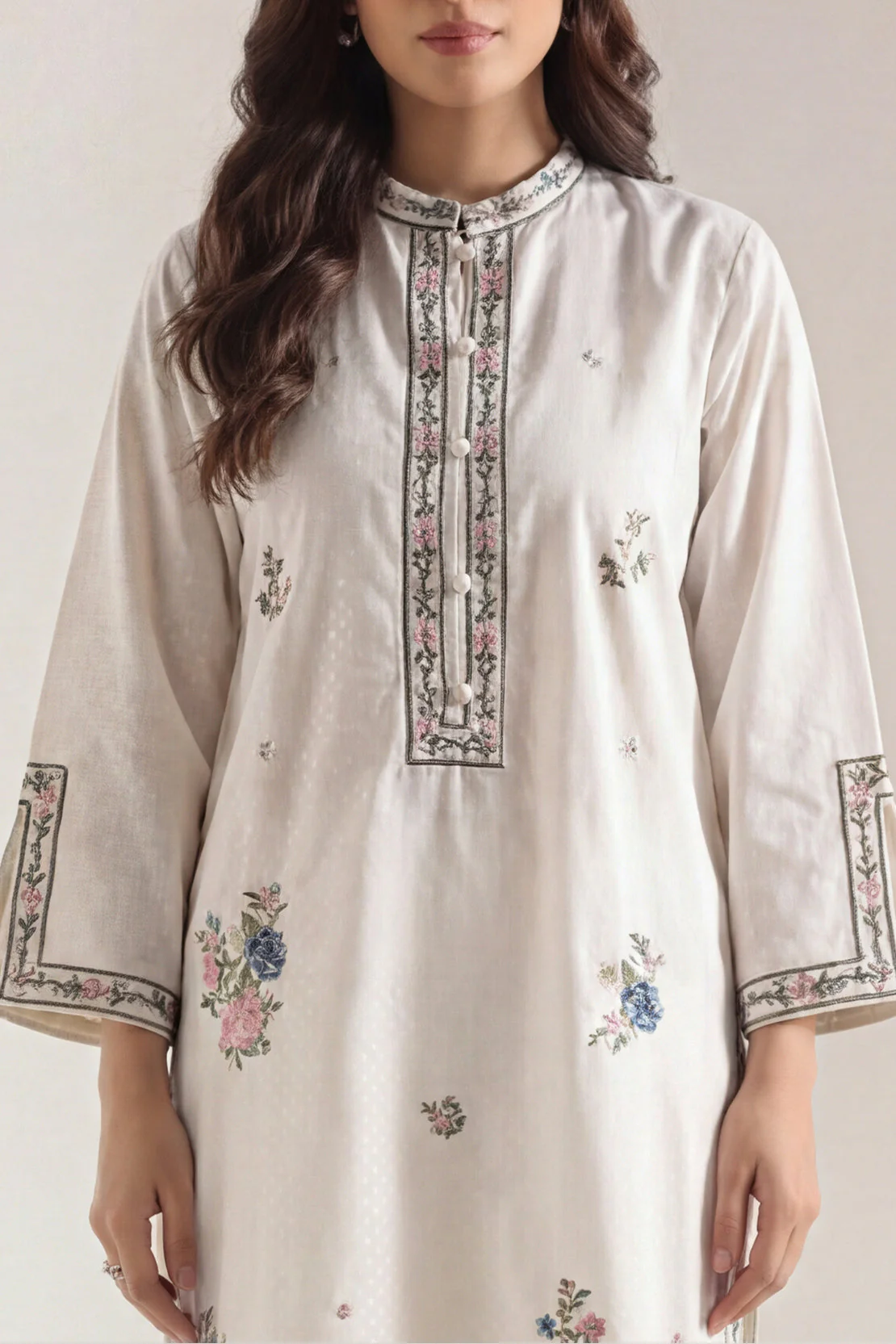 Embroidered Self Jacquard Stitched 2 Piece (Shirt/Trouser) - Image 3