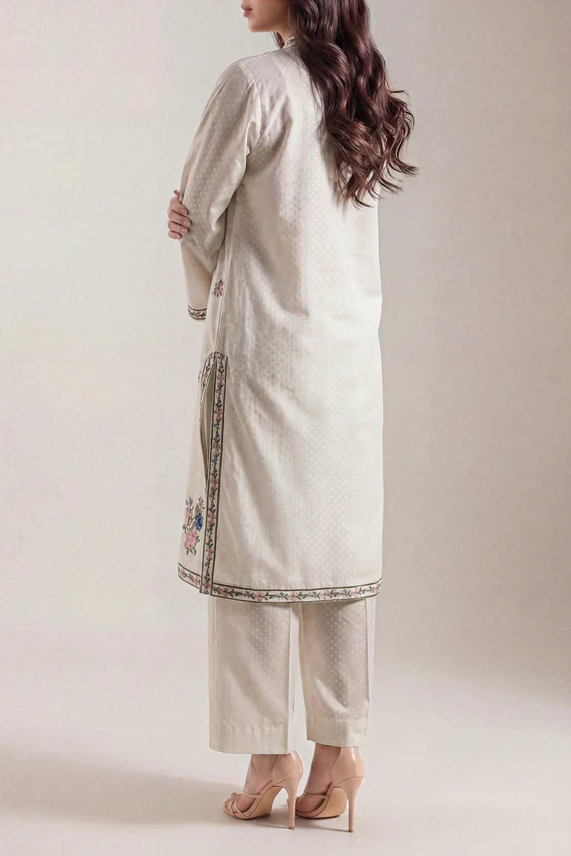 Embroidered Self Jacquard Stitched 2 Piece (Shirt/Trouser) - Image 4