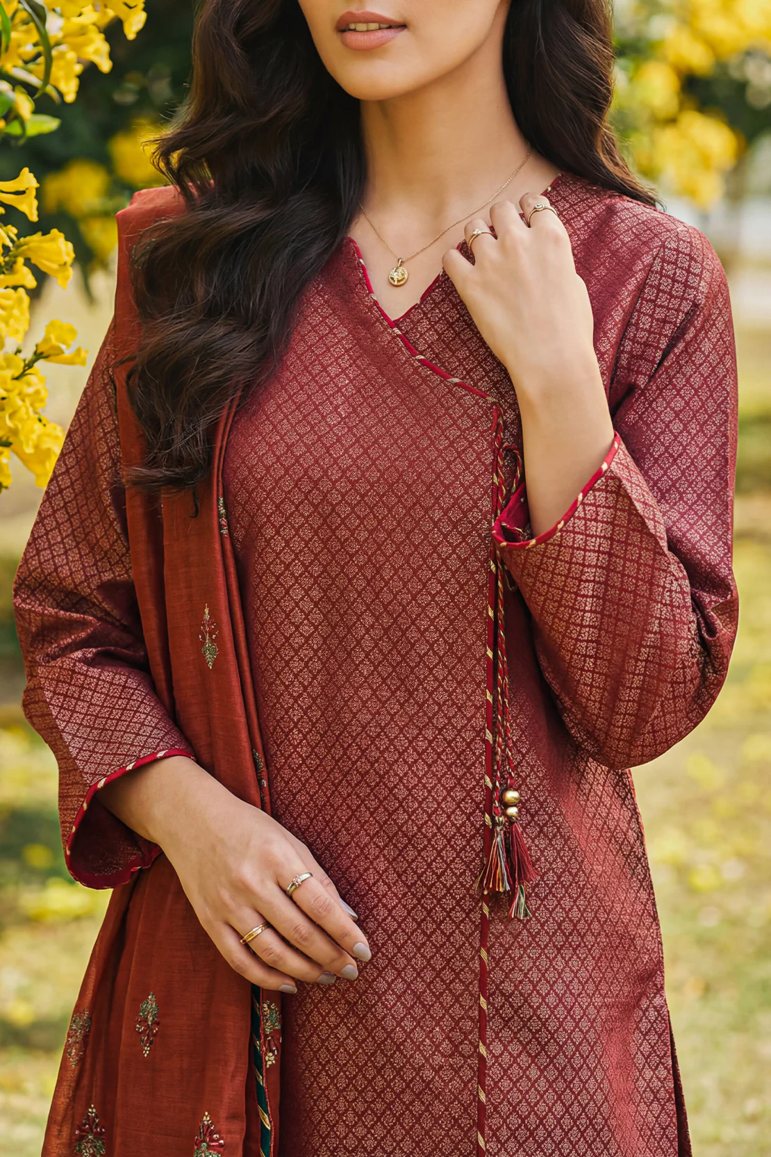 Luxury Pret Embroidered Cotton Jacquard Stitched 3 Piece - Image 4