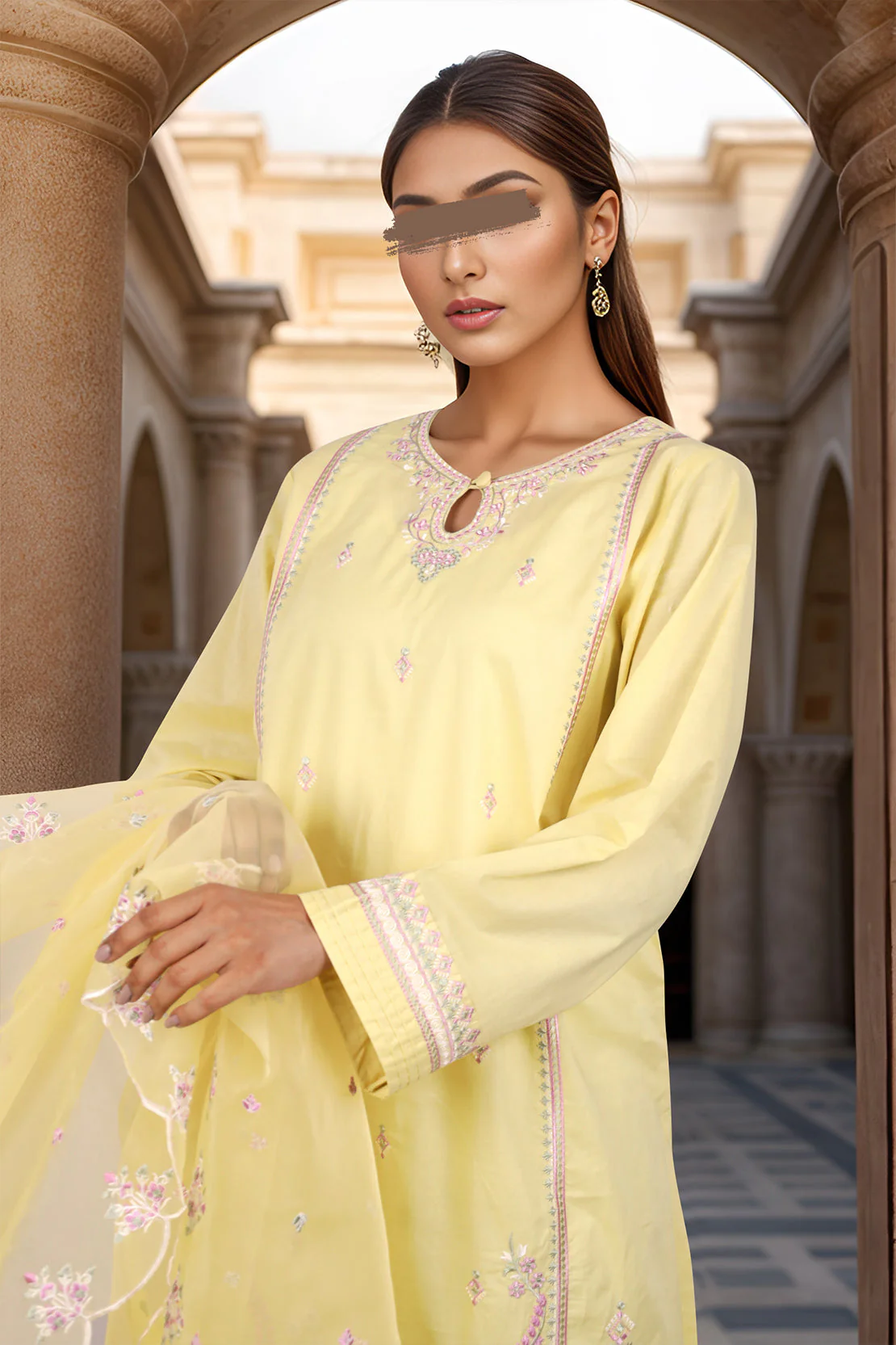 Luxury Pret Embroidered Cotton Stitched 3 Piece - Image 3