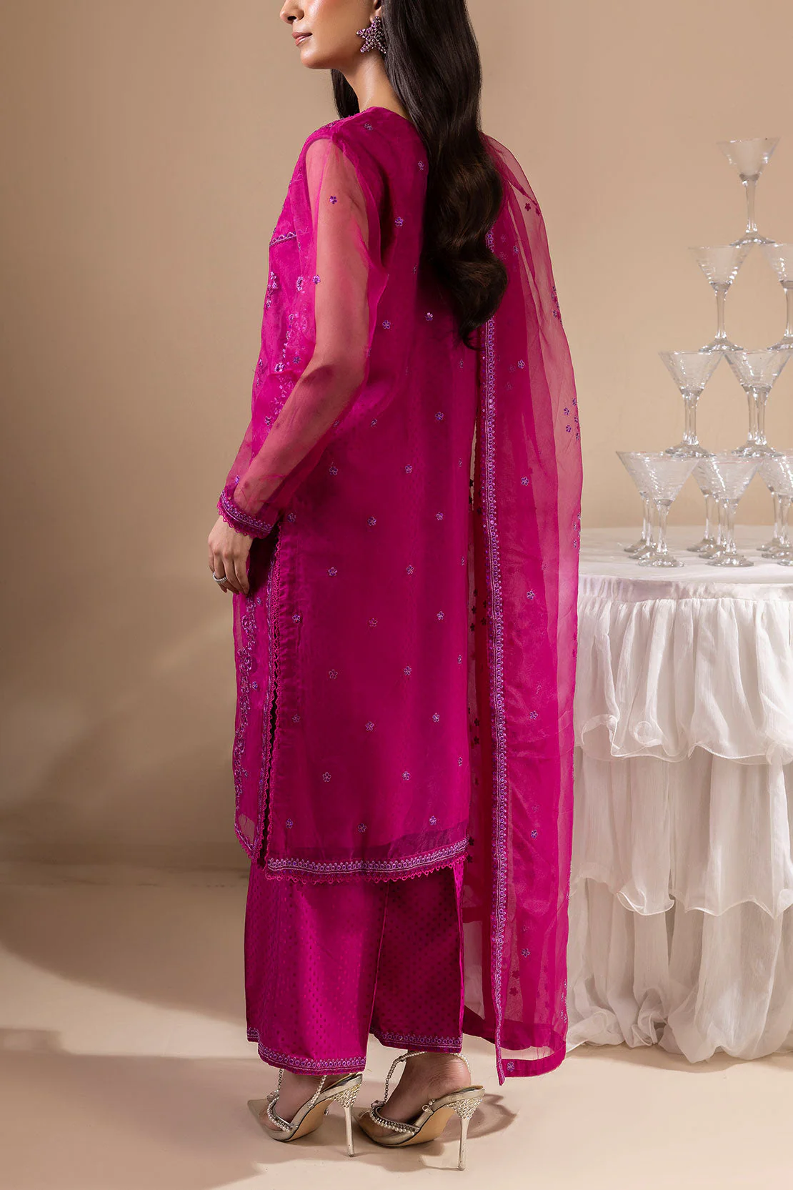 Luxury Pret Embroidered Self Jacquard Stitched 3 Piece - Image 4