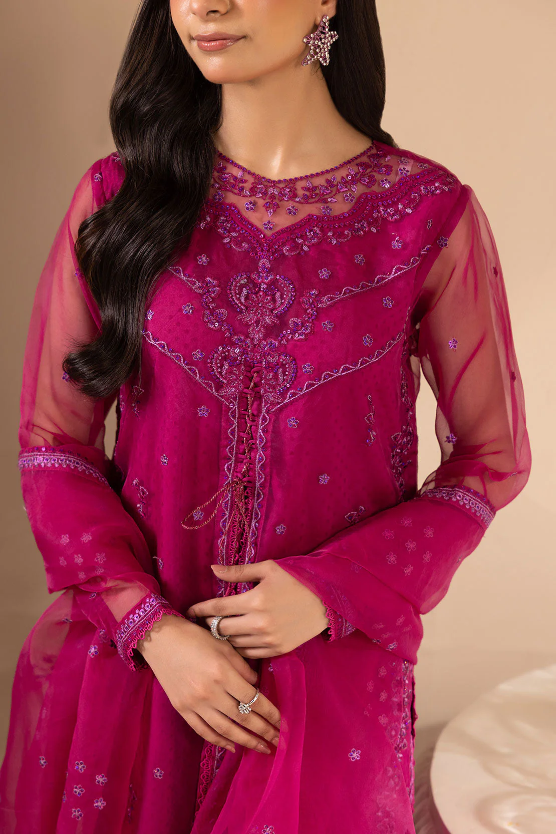 Luxury Pret Embroidered Self Jacquard Stitched 3 Piece - Image 5