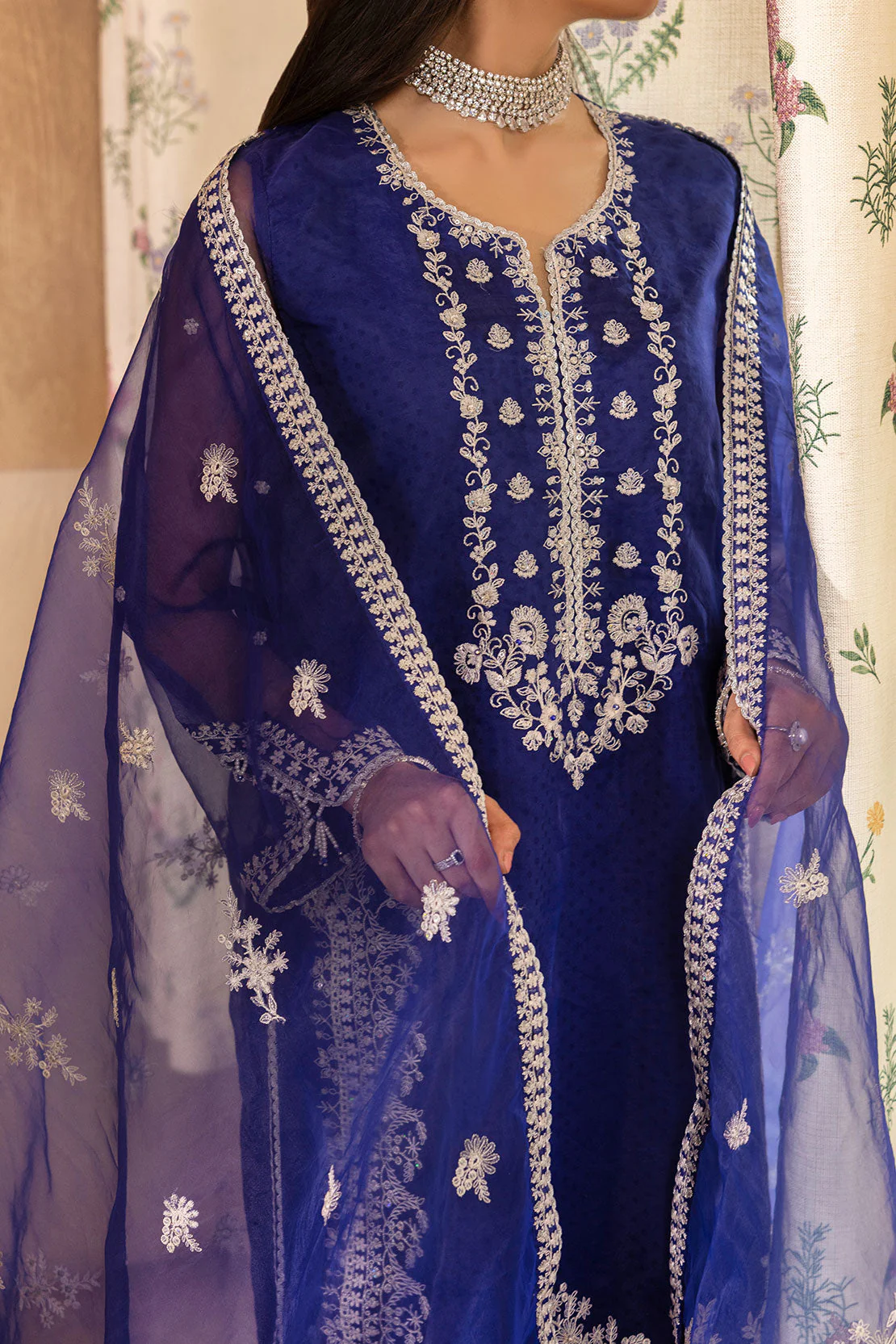 Luxury Pret Embroidered Self Jacquard Stitched 3 Piece - Image 3