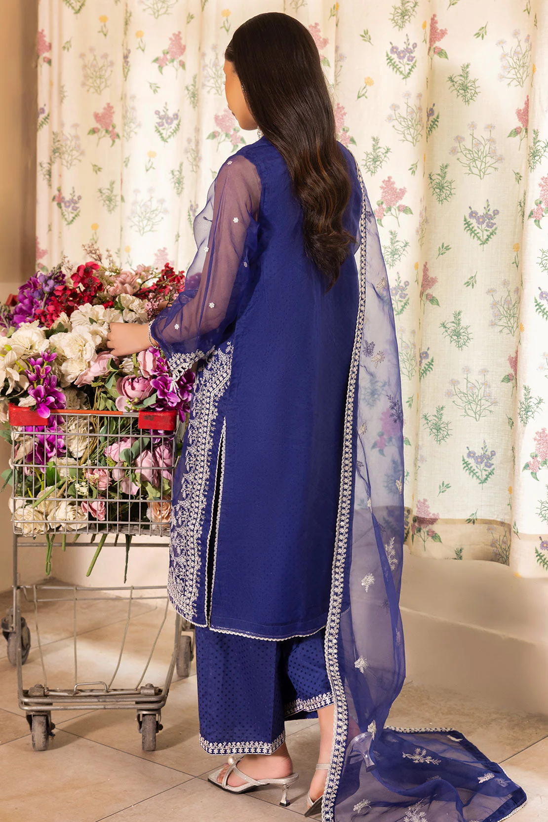 Luxury Pret Embroidered Self Jacquard Stitched 3 Piece - Image 4