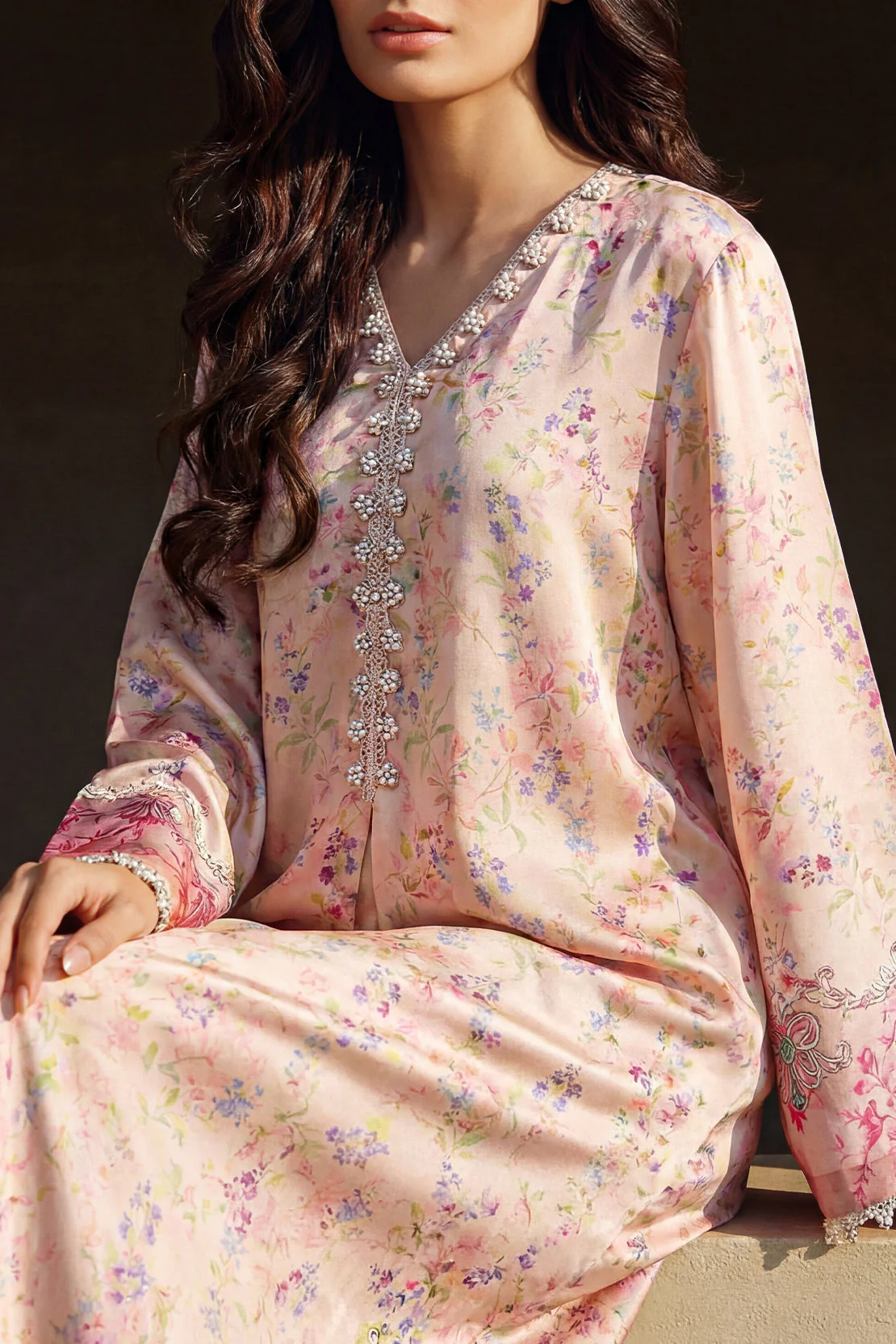 Printed Kaftaan Shamose Silk Stitched Dress - Image 4