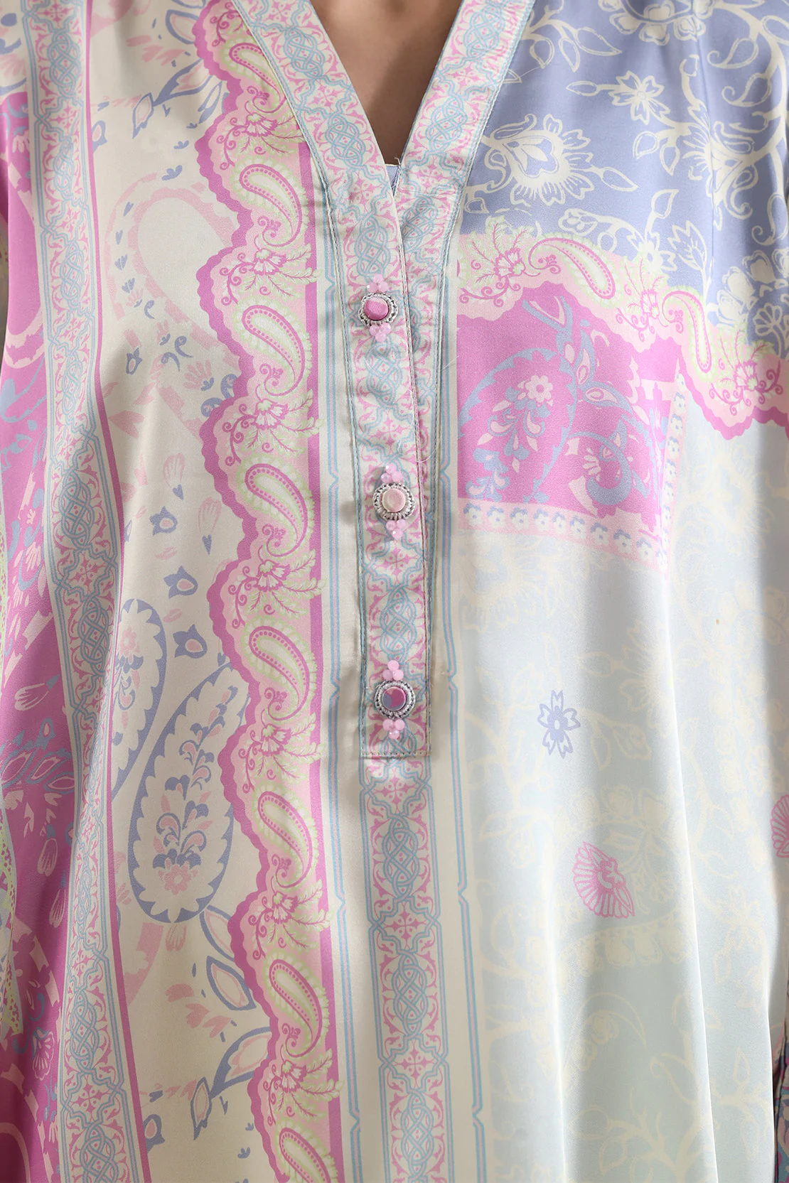 Printed Kaftaan Shamose Silk Stitched Dress - Image 5
