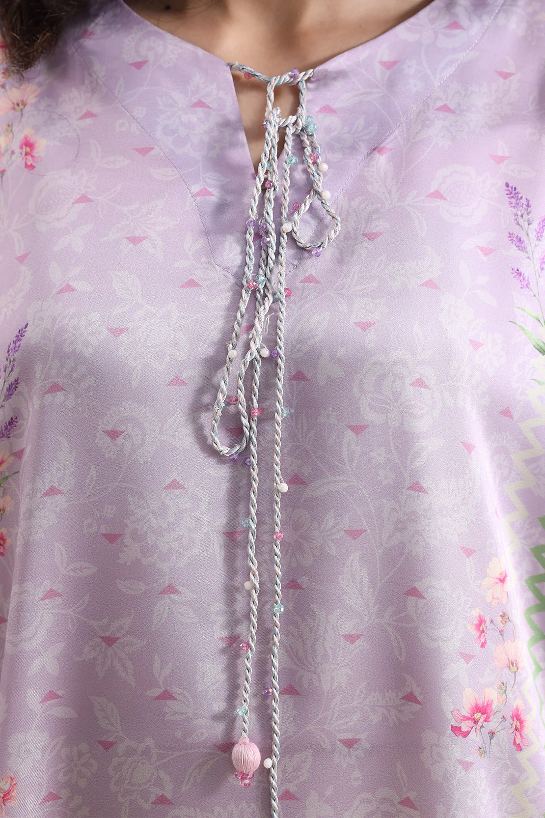 Printed Kaftaan Shamose Silk Stitched Dress - Image 5