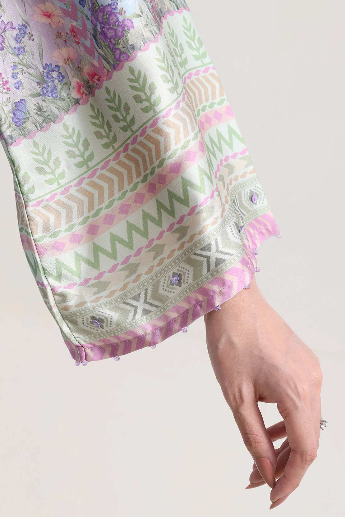 Printed Kaftaan Shamose Silk Stitched Dress - Image 6