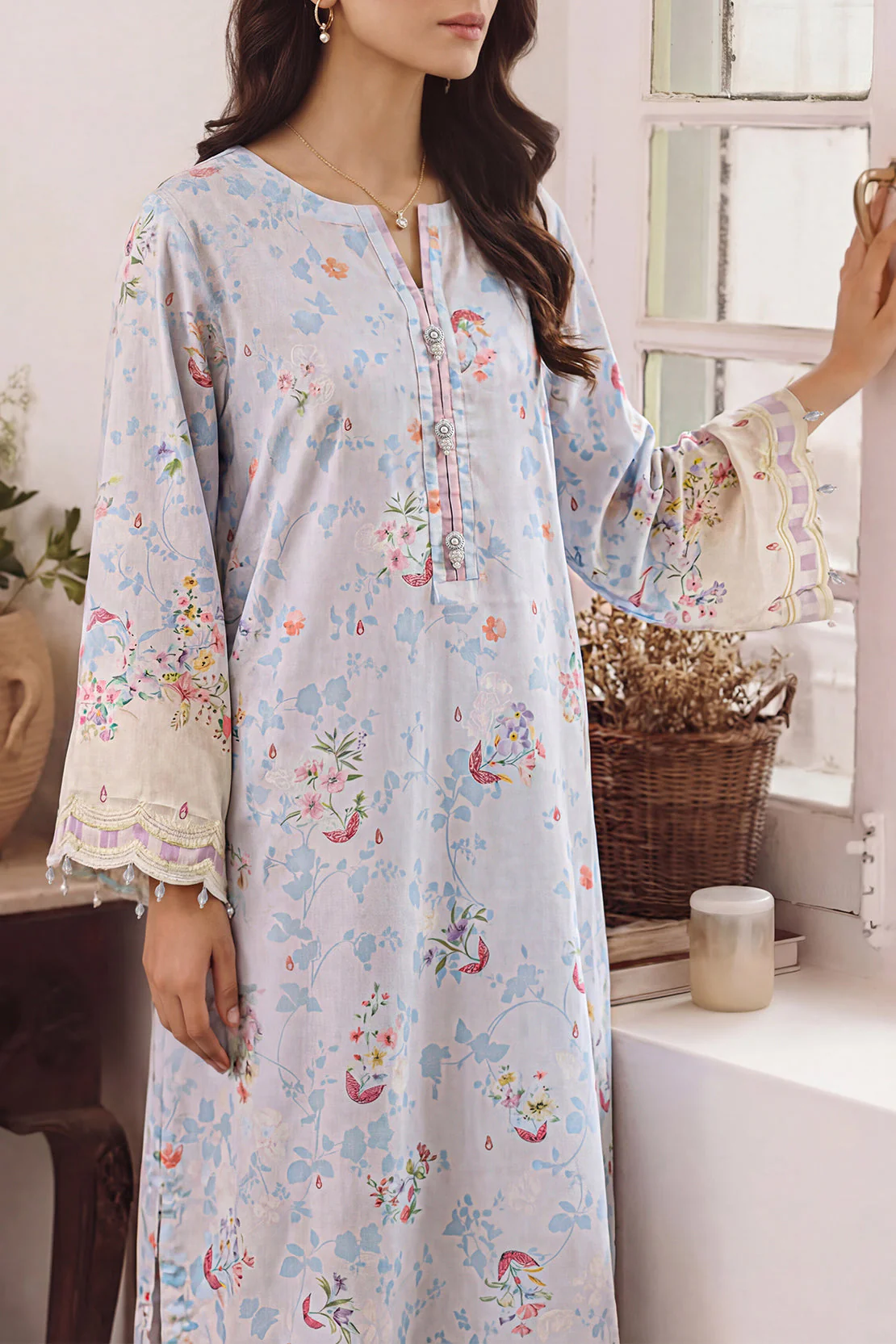 Printed Kaftaan Shamose Silk Stitched Dress - Image 4