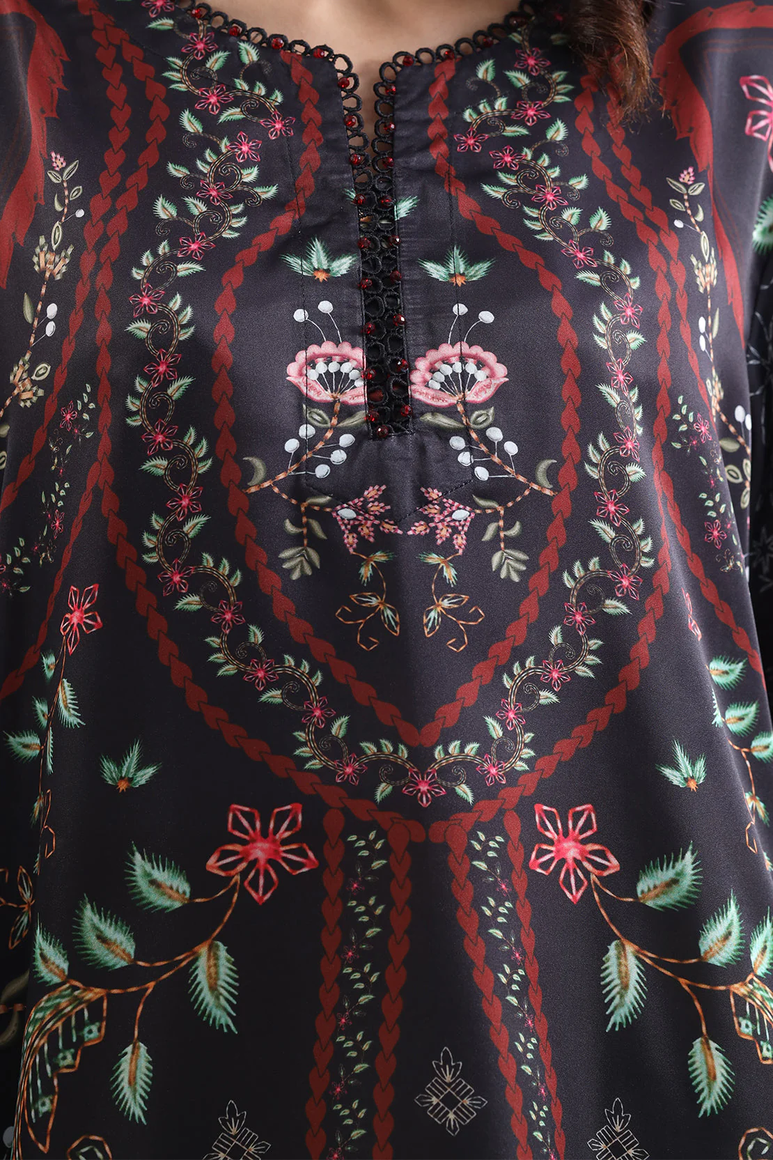 Printed Kaftaan Shamose Silk Stitched Dress - Image 5