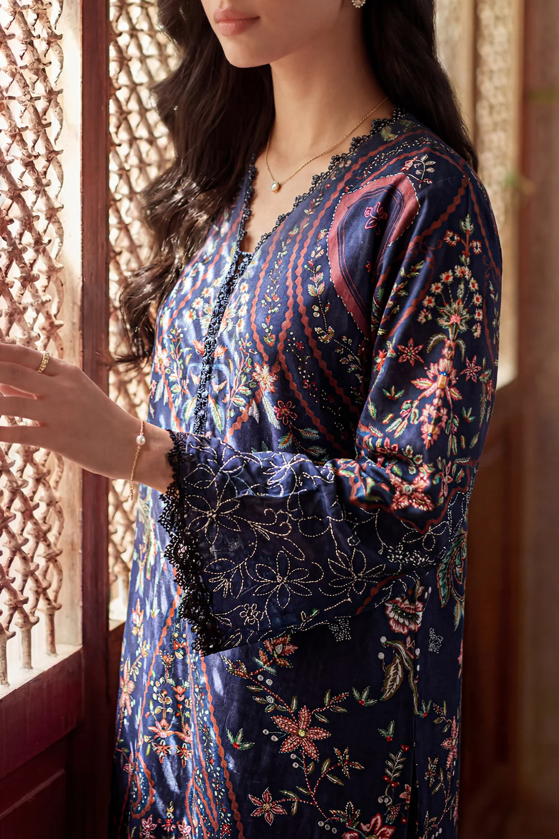 Printed Kaftaan Shamose Silk Stitched Dress - Image 3