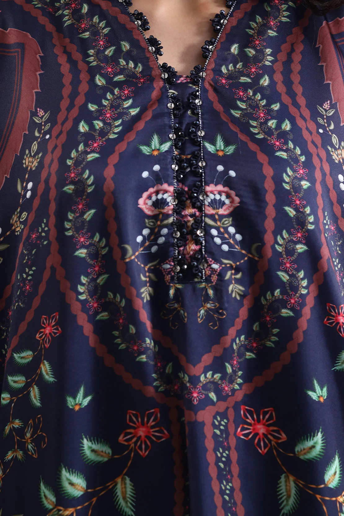 Printed Kaftaan Shamose Silk Stitched Dress - Image 4
