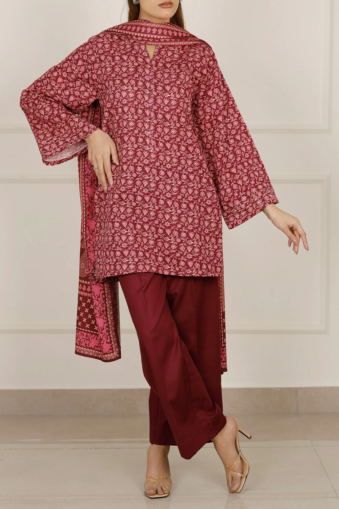 Printed Khaddar Stitched 2 Piece (Shirt/Trouser) - Image 3