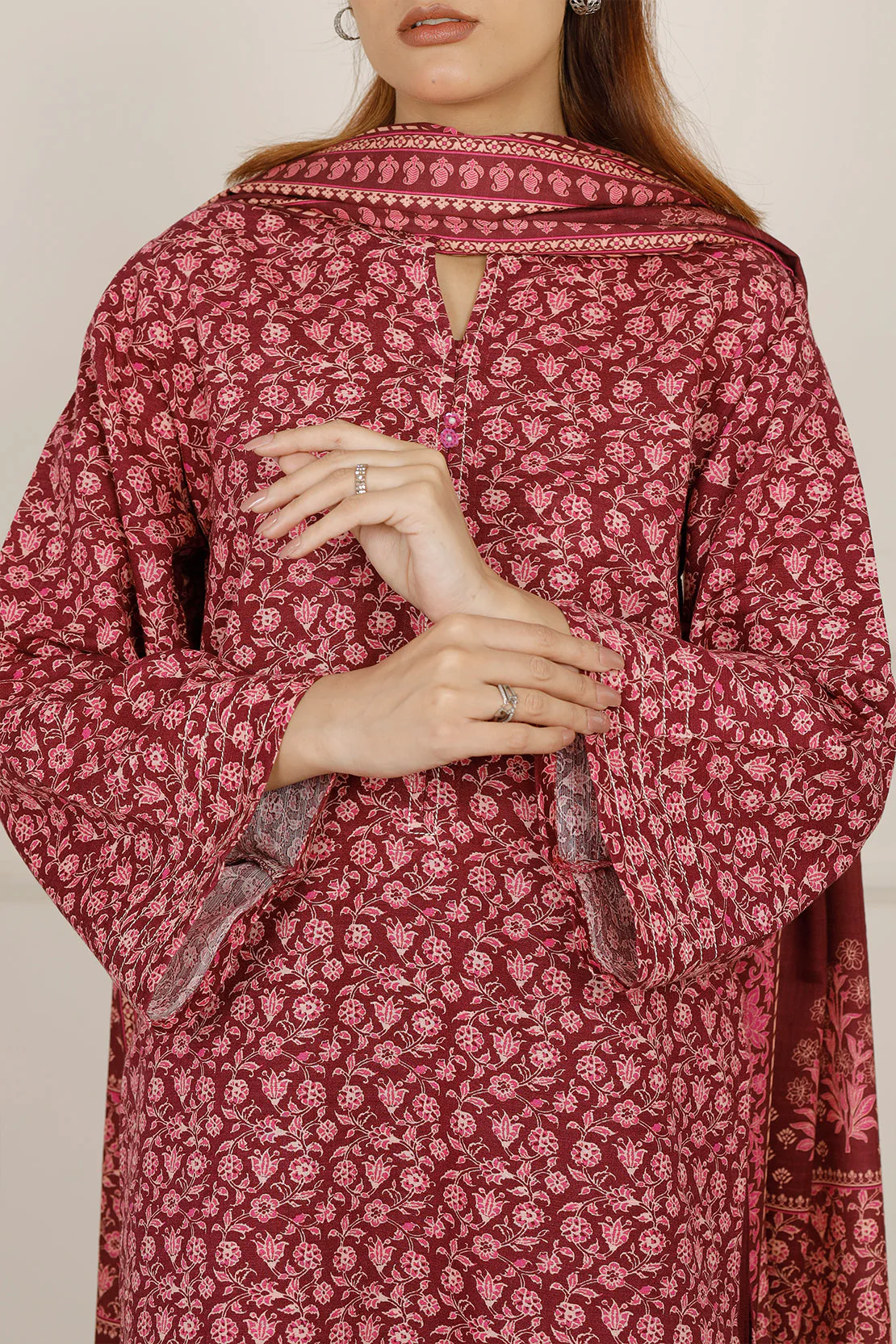 Printed Khaddar Stitched 2 Piece (Shirt/Trouser) - Image 7