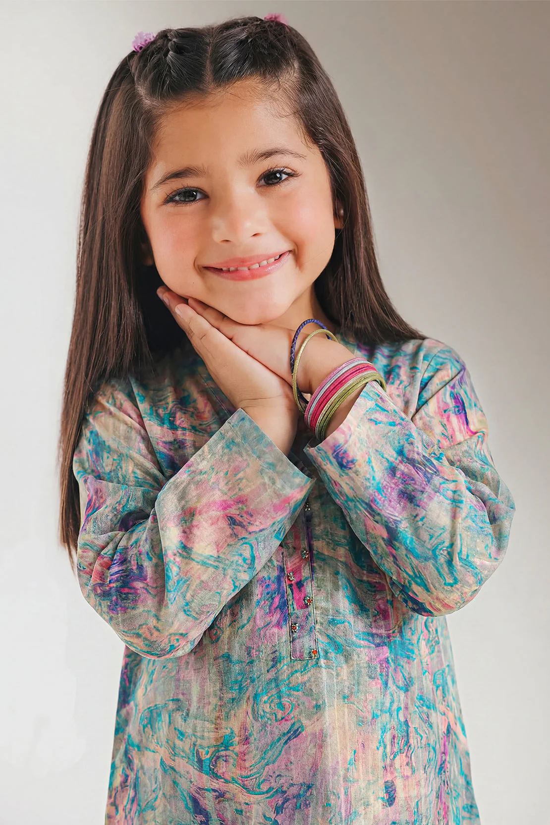 Printed Self Strip Lawn Stitched 2 Piece (Shirt/Trouser) For Kids - Image 3