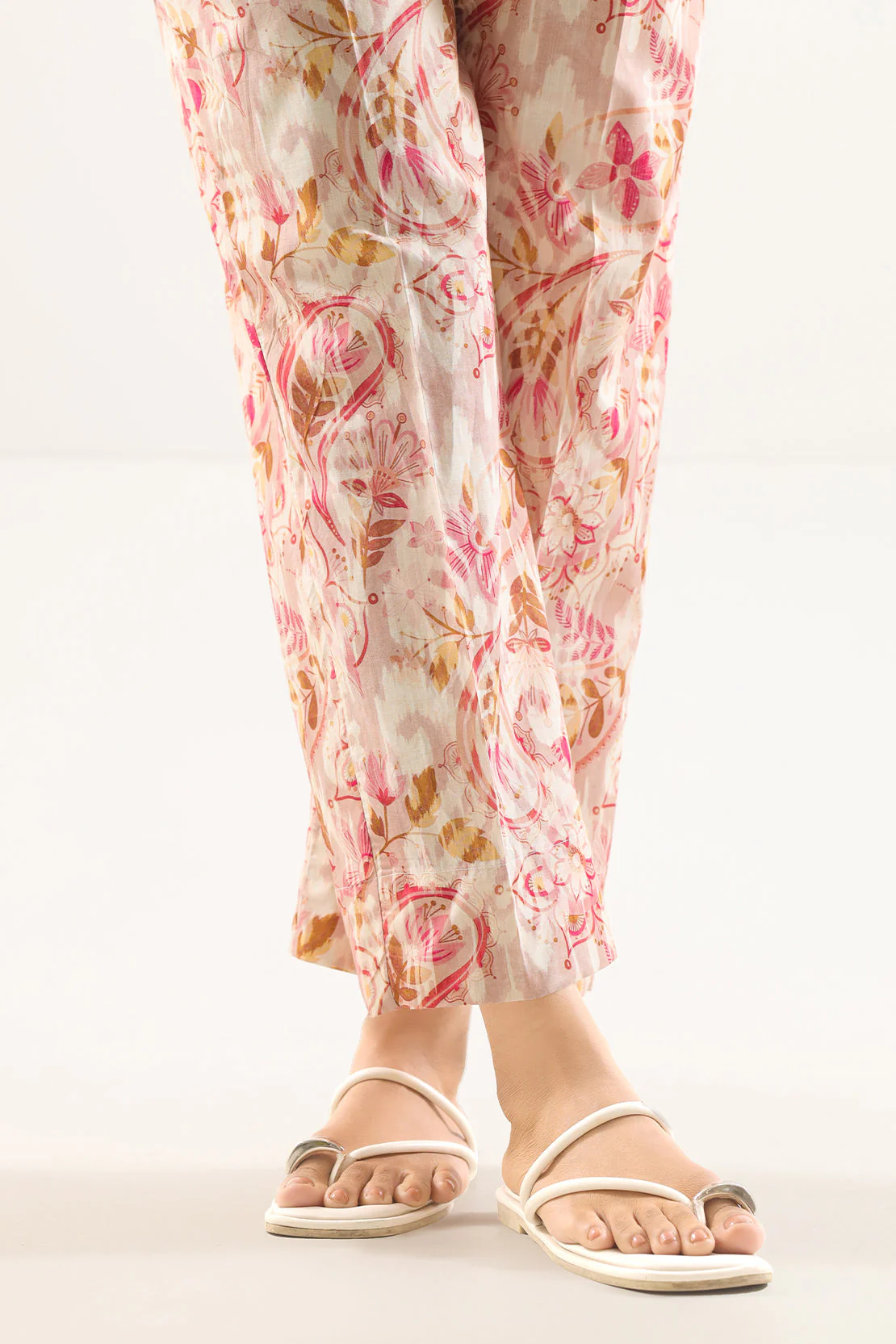 Printed Strip Lawn Pants - Image 3