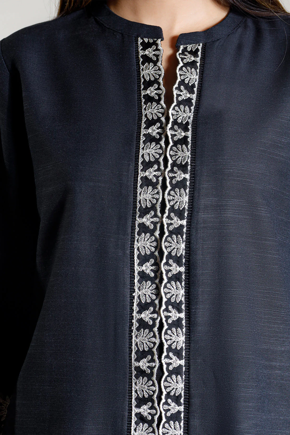 Solid Embroidered Cambric Stitched Shirt - Image 6