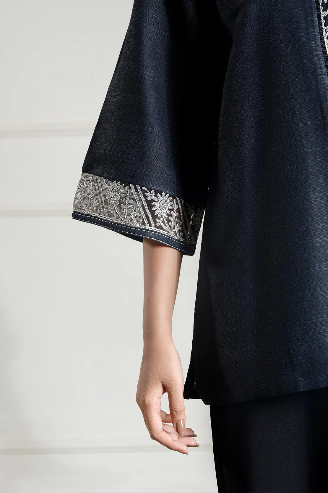 Solid Embroidered Cambric Stitched Shirt - Image 7