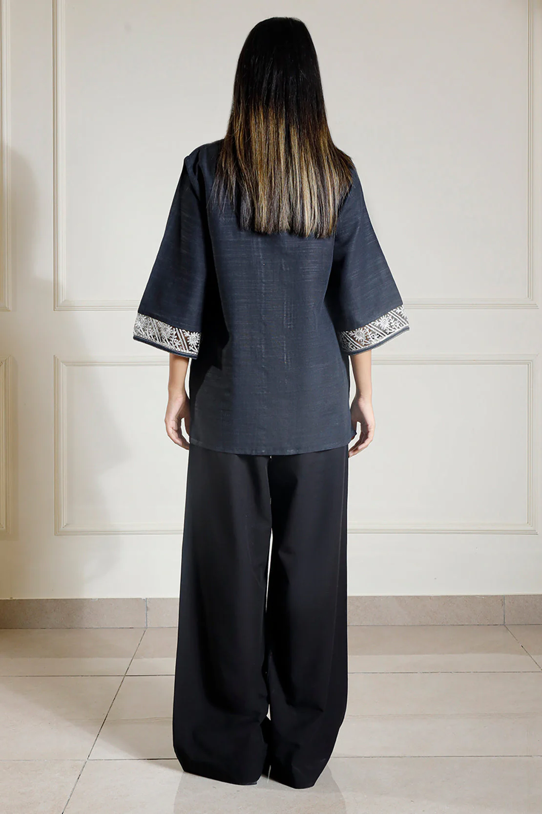 Solid Embroidered Cambric Stitched Shirt - Image 8