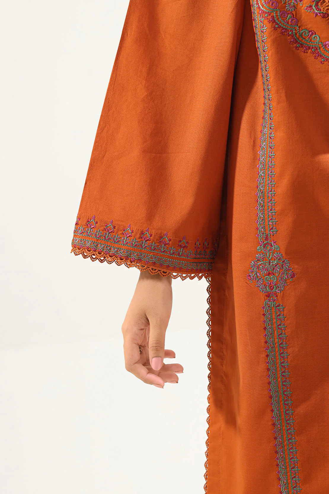 Solid Embroidered Cambric Stitched Shirt - Image 5