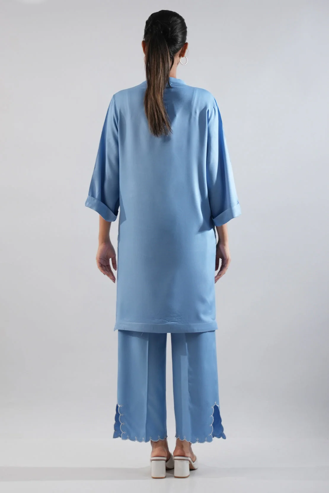 Solid Embroidered Dobby Crepe Stitched 2 Piece (Shirt/Trouser) - Image 7