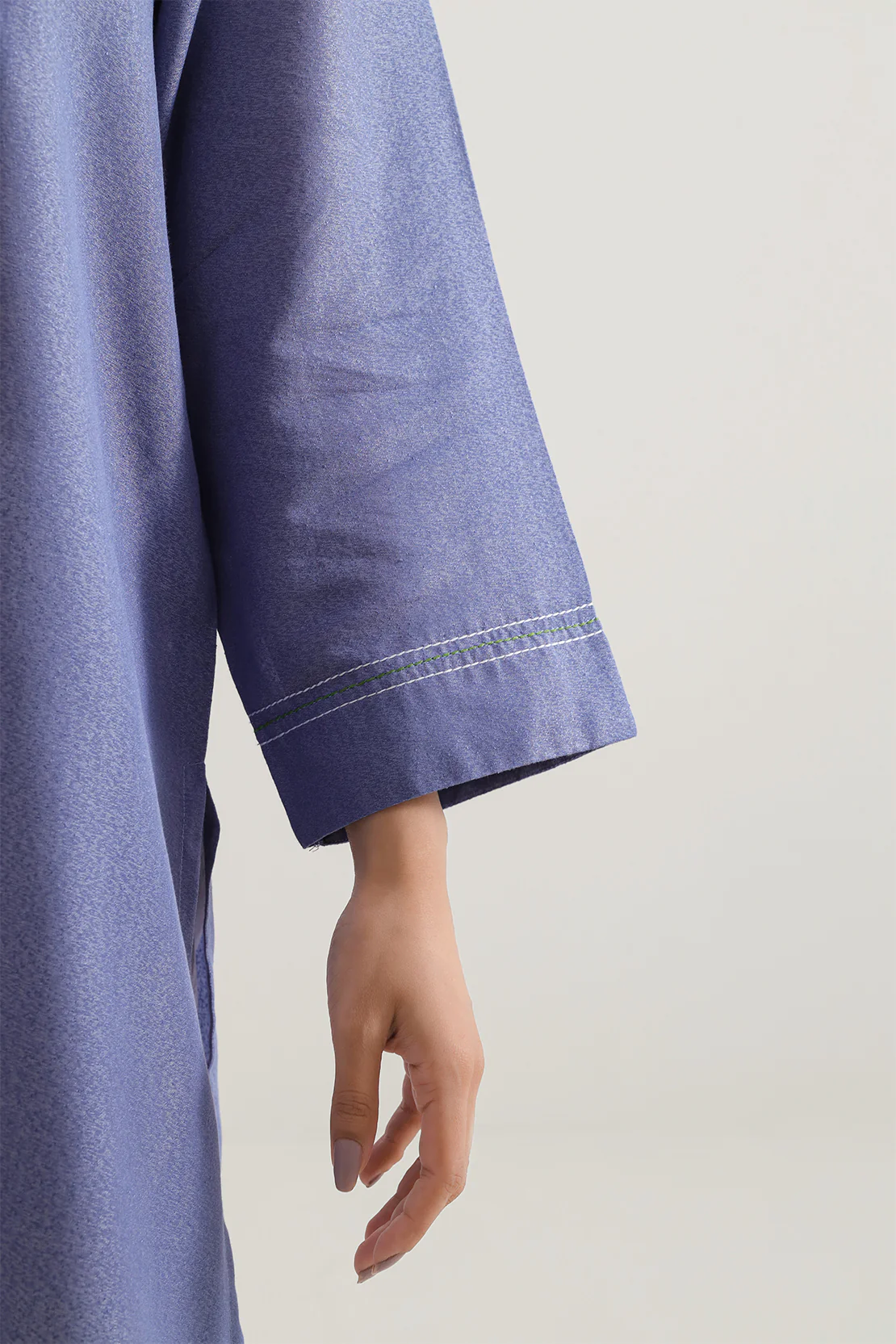 Solid Embroidered Karandi Stitched Shirt - Image 5