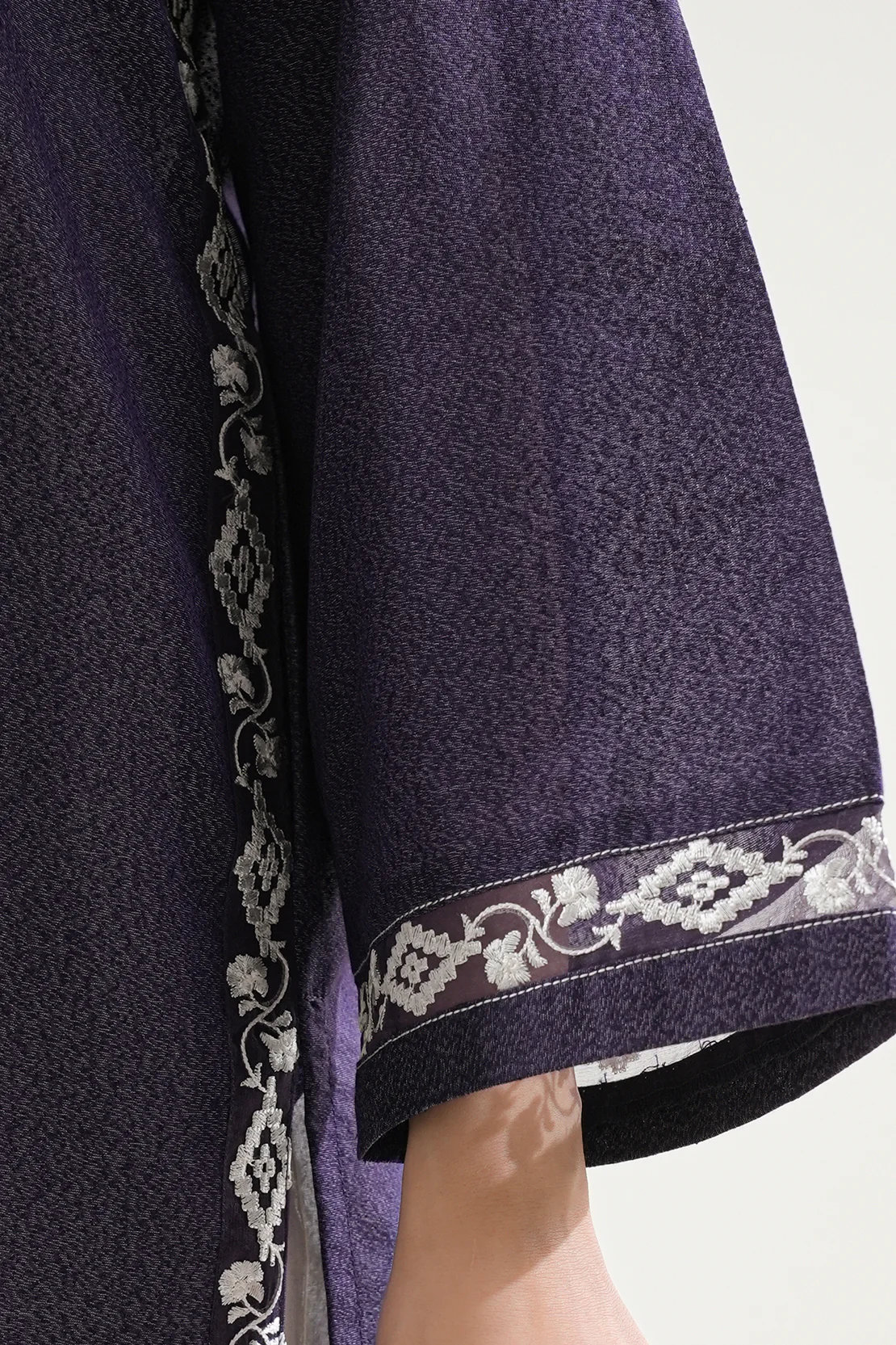 Solid Embroidered Karandi Stitched Shirt - Image 5