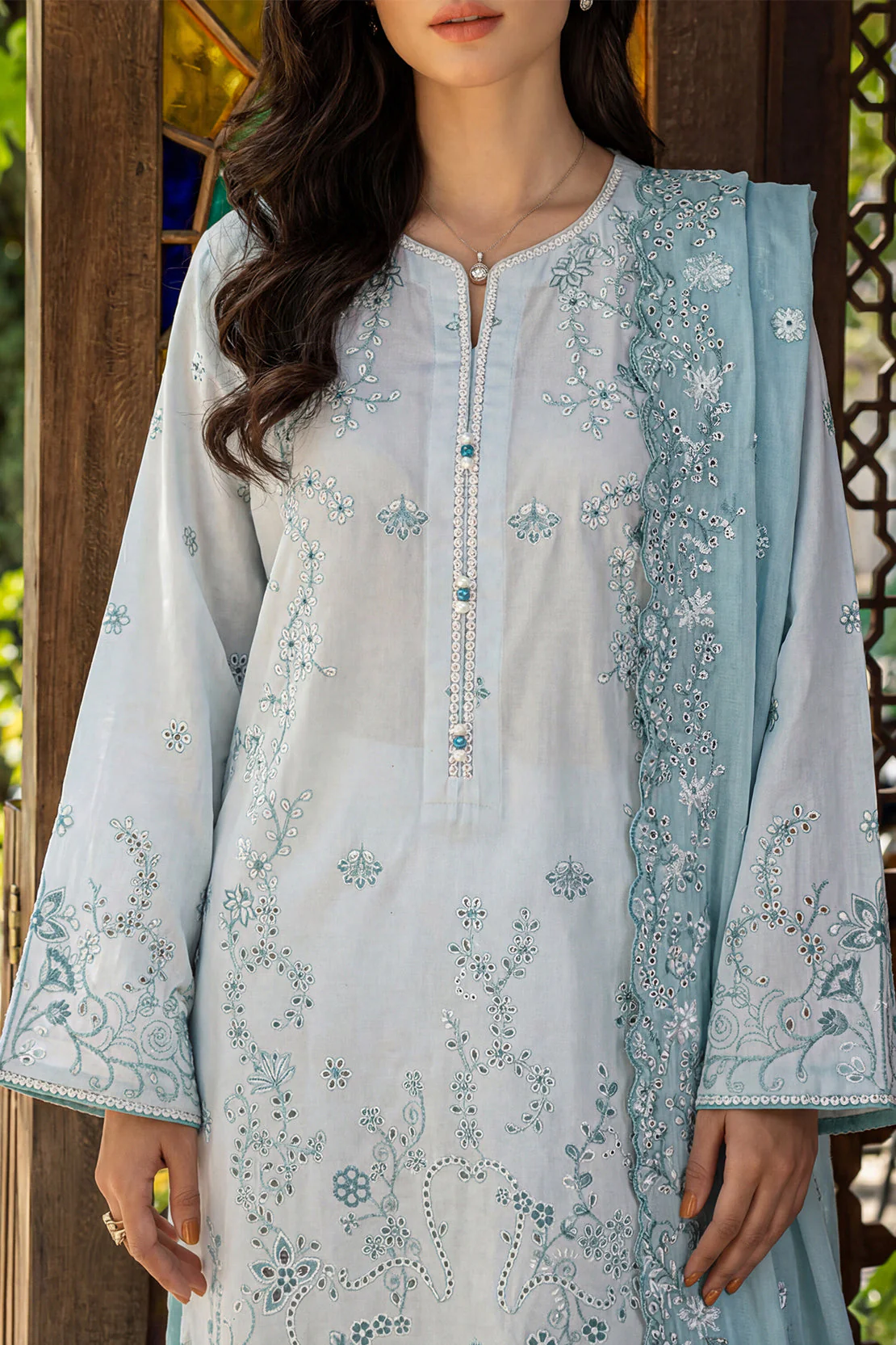 Solid Embroidered Lawn Stitched 3 Piece - Image 3