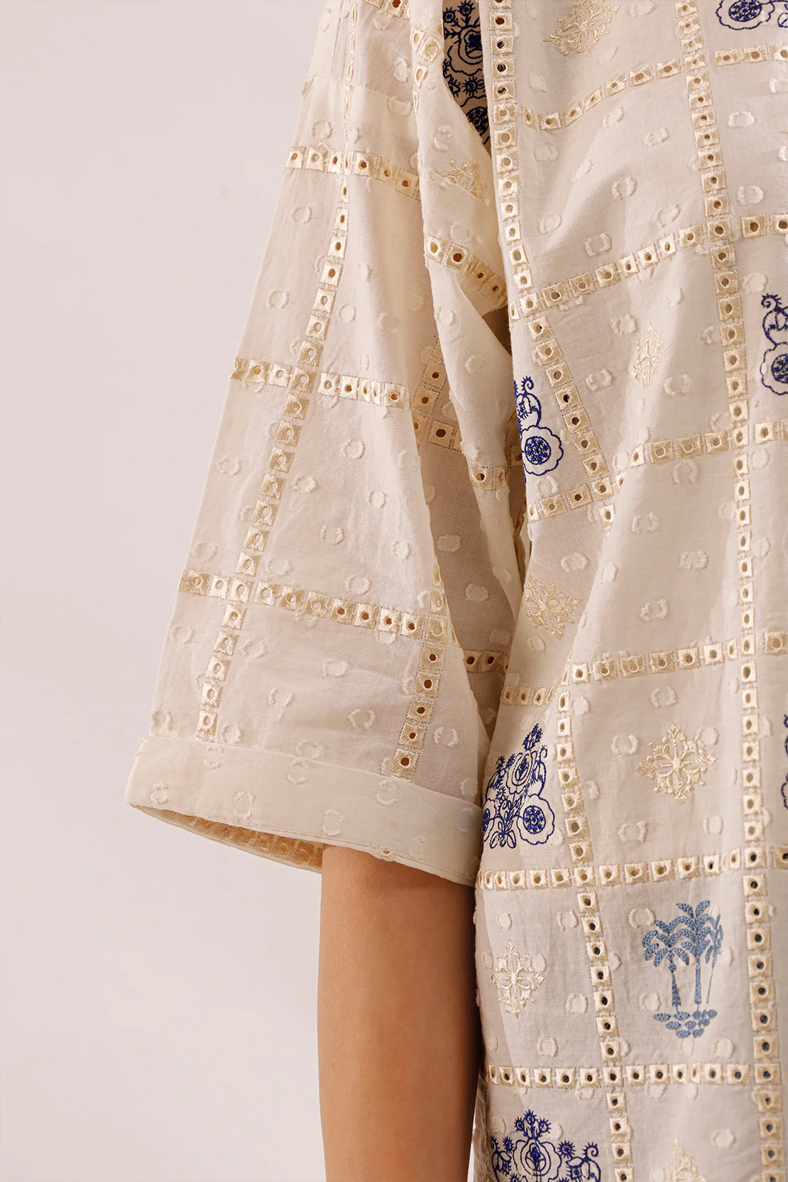 Solid Embroidered  Reverse Jacquard Stitched Shirt - Image 5