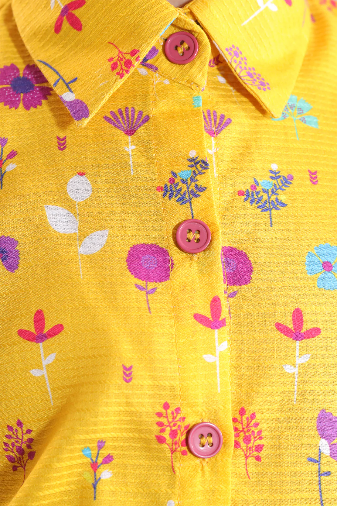 Stitched Cotton Dobby Printed Sleeveless Collared Shirt For Kids - Image 4