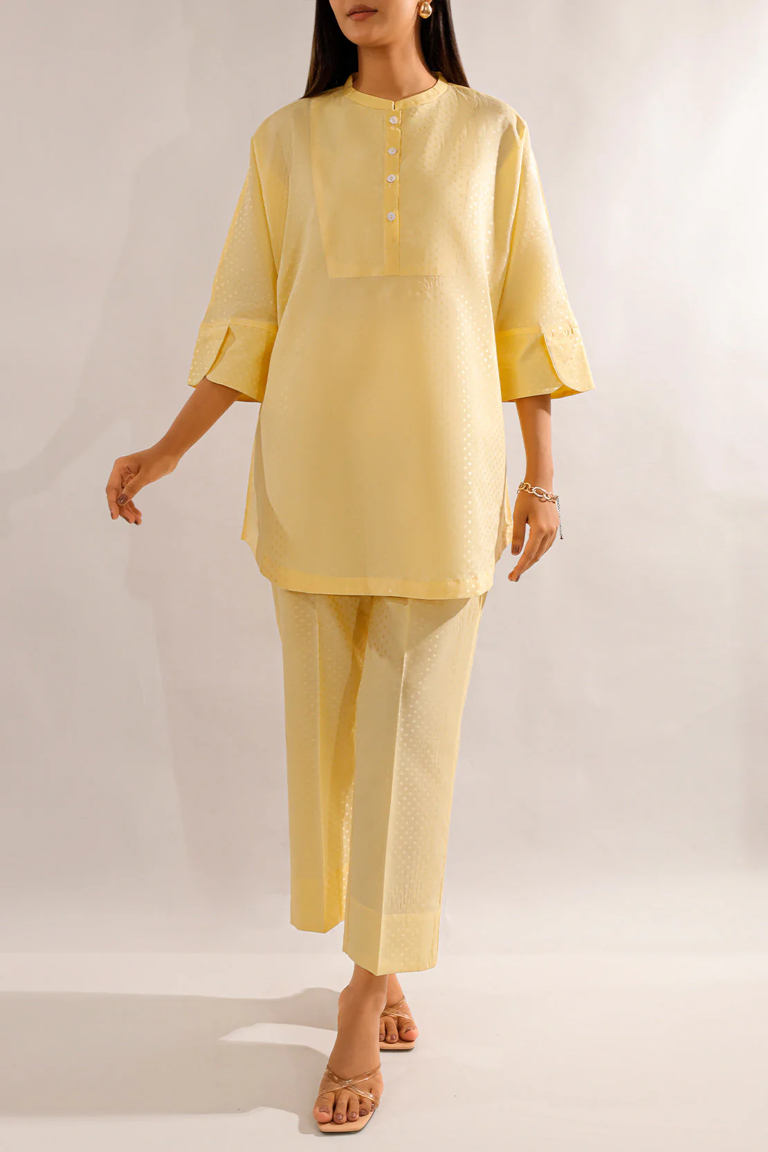 Stitched Self Jacquard 2 Piece (Shirt/Trouser) - Image 3