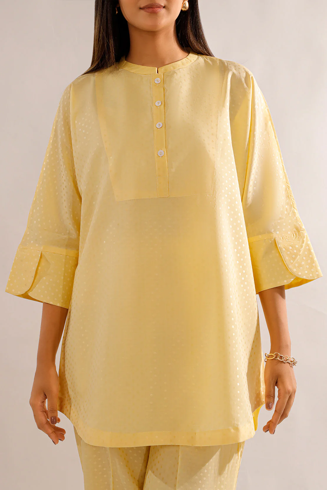 Stitched Self Jacquard 2 Piece (Shirt/Trouser) - Image 4